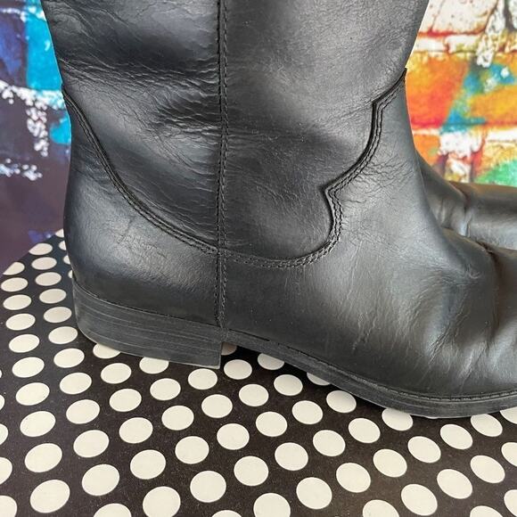 Frye & Co Tania Black Leather Pull On Tall Riding Boots Equestrain Size 6 1/2 - Picture 9 of 16